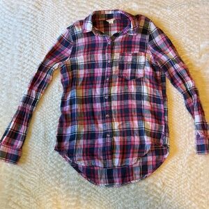 Aeropostale Red and Blue Plaid Button Down Shirt